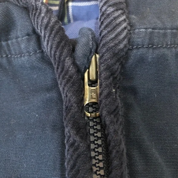 Ralph Lauren Blue Hooded Jacket w/ plaid lining